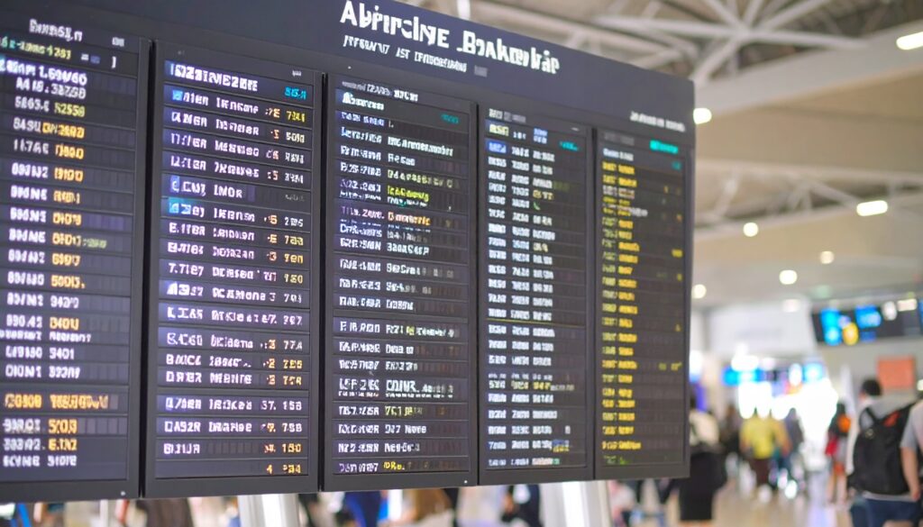 Spanien – Last Minute: Abflugtafel mit neutralen Zielkürzeln